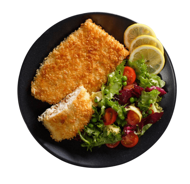 Breaded Fish Fillet with Salad Captain Fisher Taste Of The Sea
