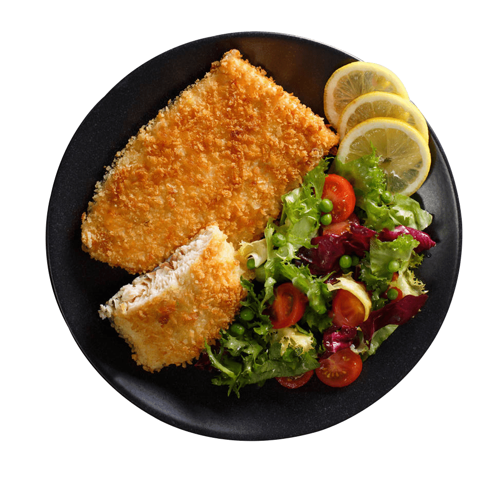 Breaded Fish Fillet with Salad