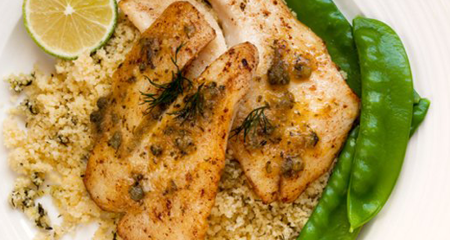 White fish fillet dory with couscous