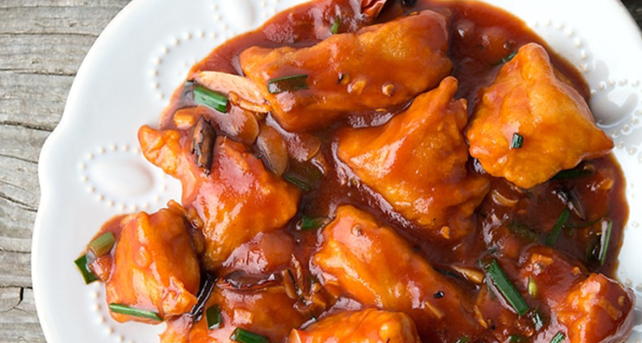 White fish fillet with sweet and sour