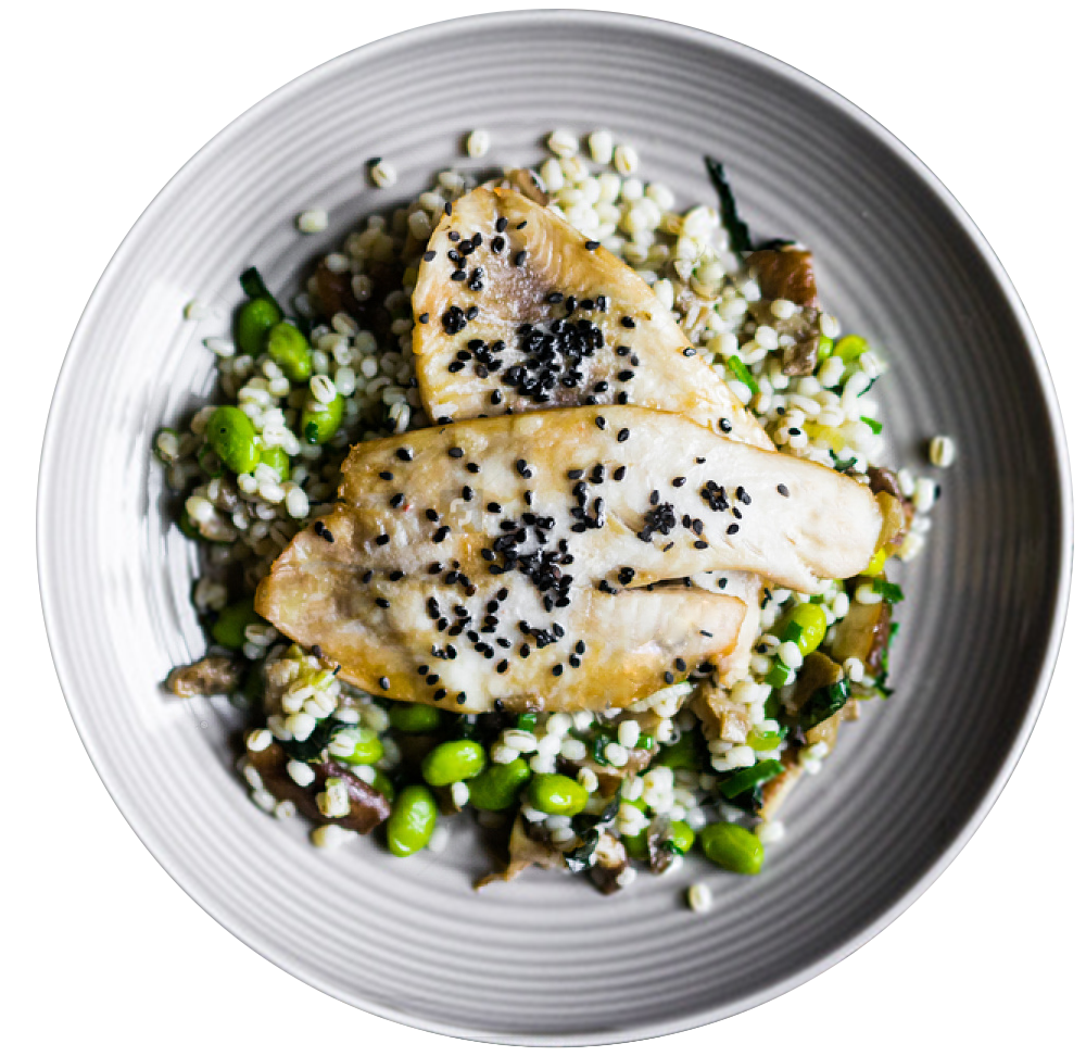 White fish fillet with mushroom sauce